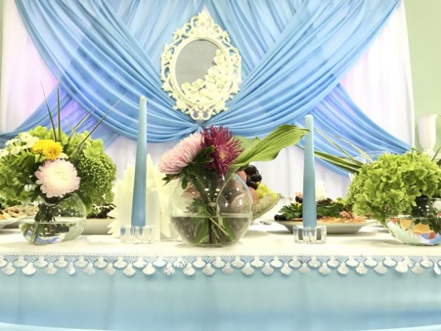 Свадебное оформление в голубом цвете. Голубая свадьба.
