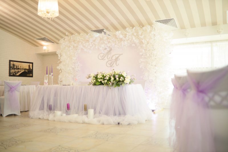 Свадебный декор зоны молодоженов, с установкой фона и инициалами с подсветкой. Установка гостевой фотозоны, с разноуровневыми светильниками